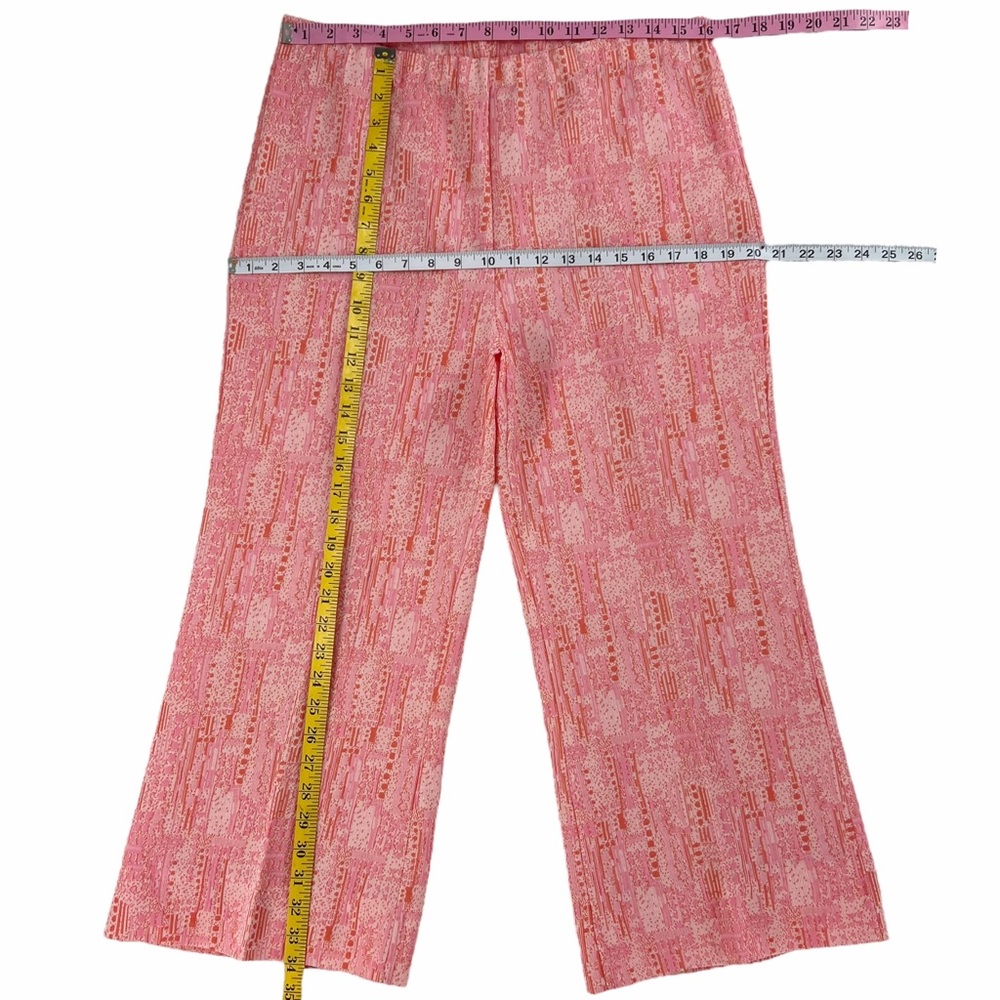 Vintage Cropped Length Pink and Orange Textured Capris Pants - Picture 8 of 12
